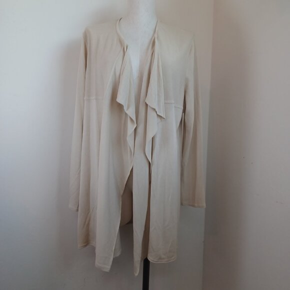 Devernois Paris Sweater Cardigan Waterfall Tan Viscose Womens Medium Large - Picture 6 of 12